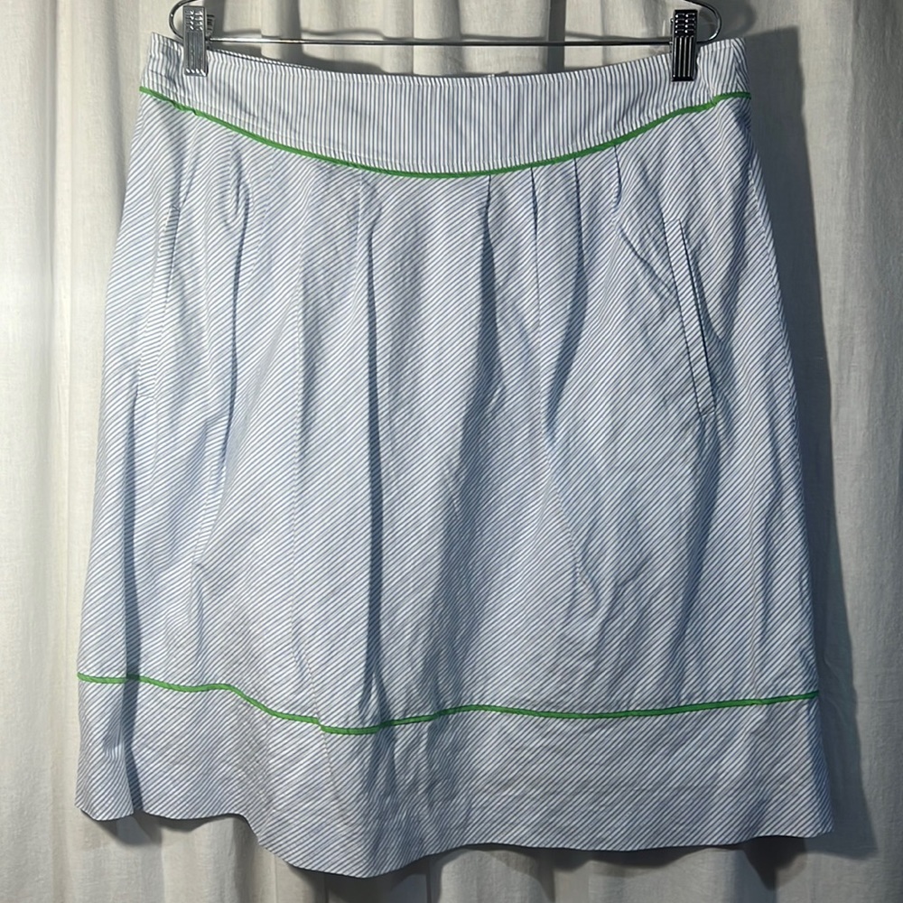Lilly Pulitzer skinny blue stripe on white dirndl skirt- front pockets